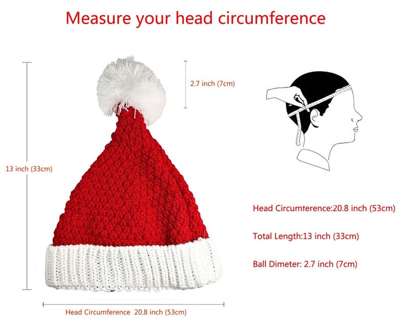 HINDAWI Christmas Hat Santa Hats for Kids Xmas Holiday Hat Knitted Winter Ski Knit Warm Slouch Skull Caps - Image 5